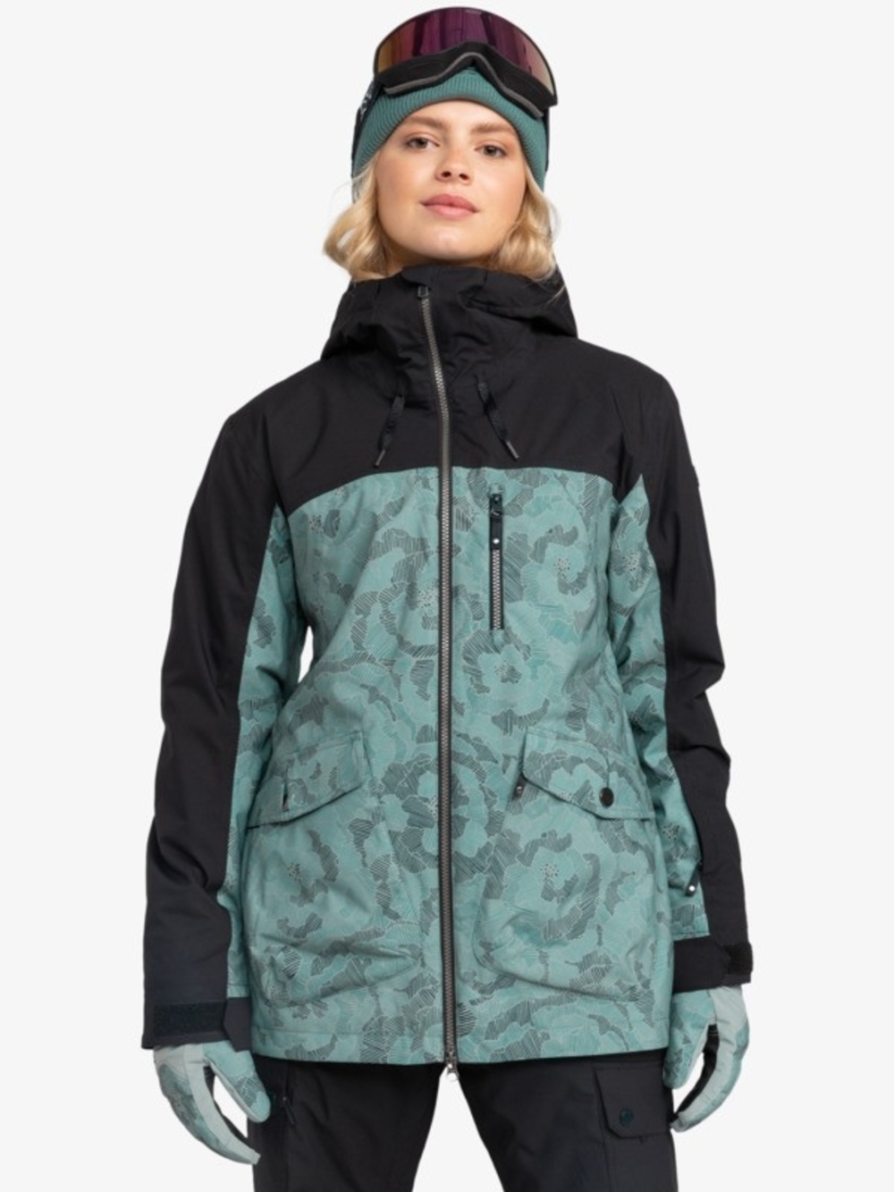 Stated Women Green Snow Jacket Roxy